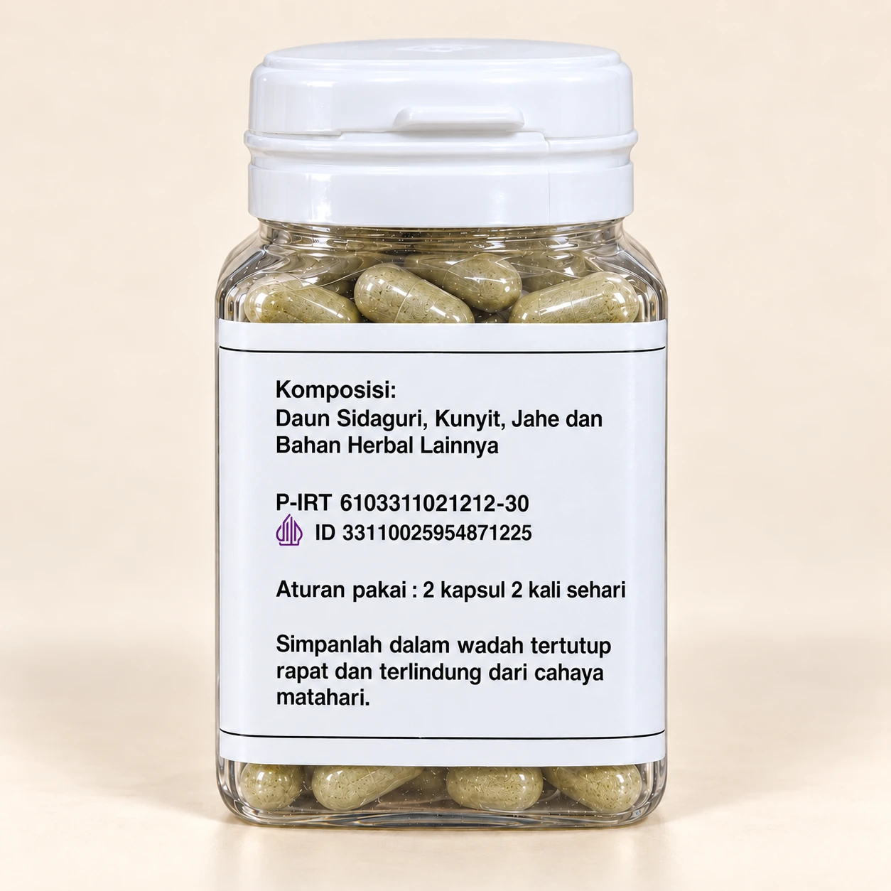 Label komposisi dan aturan pakai Syaraf Kejepit Herbal Alami